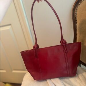 Preston & York Red Leather Tote Bag